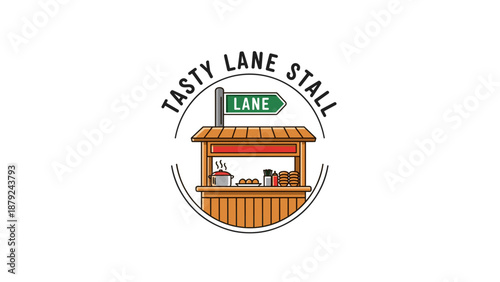 Tasty Lane Stall Food Cart Logo Design.