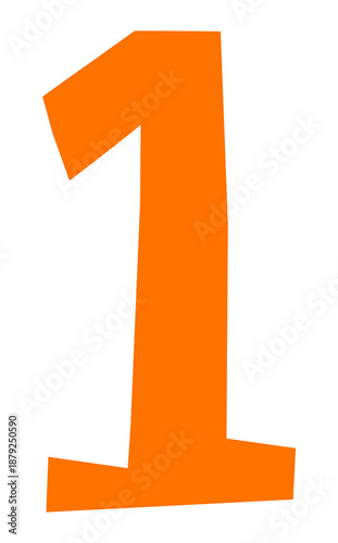 Free Download Number 1 png in orange paper cut shape font, transparent background - GFXLoad