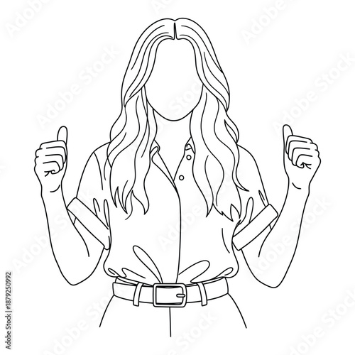 Woman with thumbs up isolated on white background, Vector