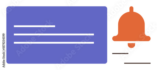 Notifications, messaging apps, communication alerts, email updates, digital reminders, online connectivity. An orange alert bell next to a text-based message box. Notifications and messaging apps