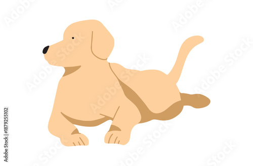 伏せて遠くを見る犬　手書きイラスト