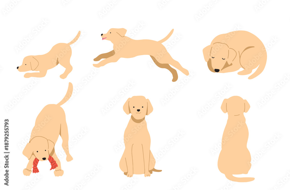 Fototapeta premium 手書きの犬 イラストセット