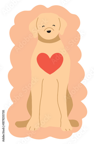 心が満たされた犬　手書きイラスト