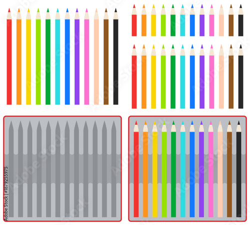 12色の色えんぴつ 使いかけサイズとお片付け用ケース付きのイラストセット