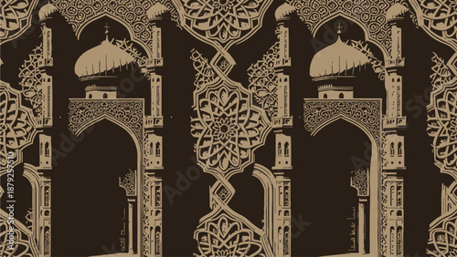 Intricate Islamic architecture with ornate domes and arches