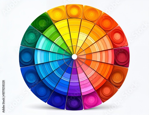 Vibrant Color Wheel Pop It Fidget Toy on White Background.
