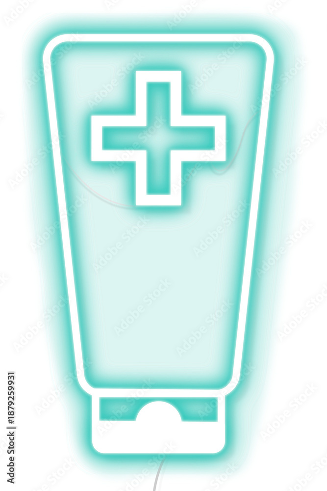 Fototapeta premium Disinfect your hands with an alcohol hand rub neon sign transparent png