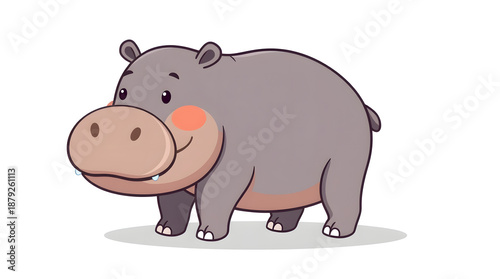 Pygmy Hippo Vector Illustration – Cute Rare Wildlife
