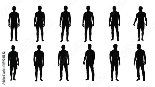 Silhouettes of human figures isolated on white background, Vector
