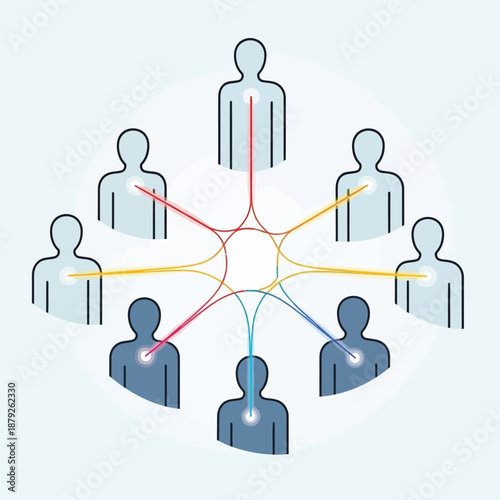 Connected people network diagram, communication, teamwork, global community