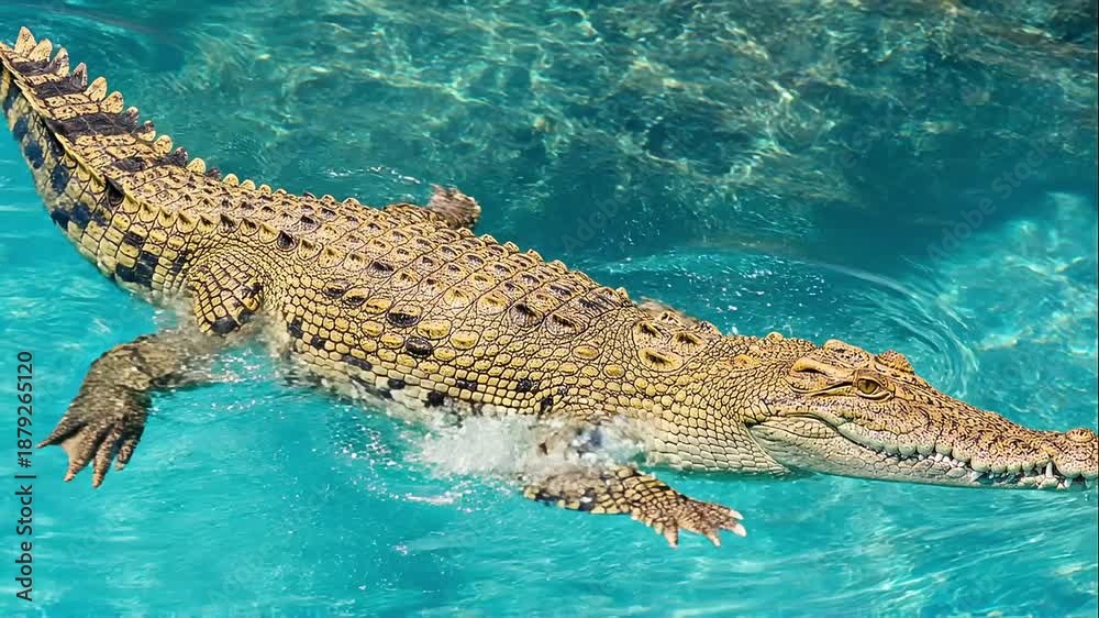 custom made wallpaper toronto digitalPowerful Crocodile Swimming in Bright Blue Clear Water