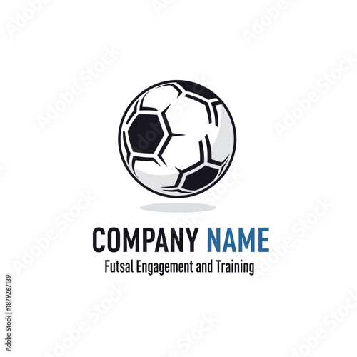 Futsal Engagement and Training Company Logo with Soccer Ball.