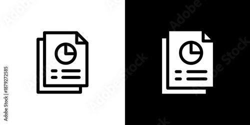 Report icon concept with flat Black White Background. Vector illustration.