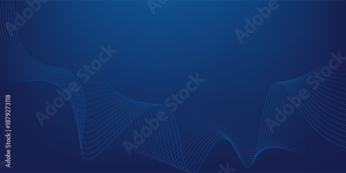 Futuristic abstract background with glowing wave. Shiny moving lines design element. Modern blue gradient flowing wave lines. Technology concept. Vector illustration