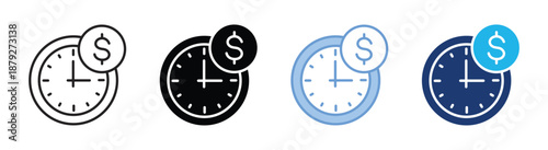 Time is money icon set multiple style collection