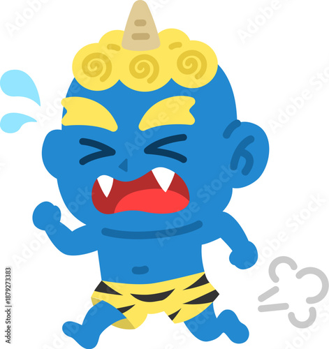走って逃げる、青鬼のイラスト
