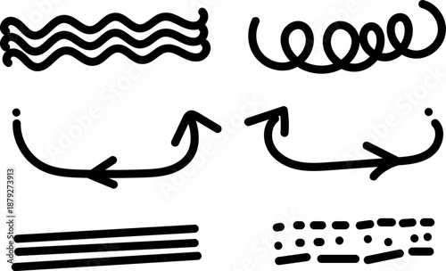 Collection of hand drawn lines and arrows for design elements