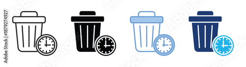 Waste of time icon set multiple style collection