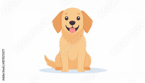 Cute Golden Retriever Cartoon Kawaii