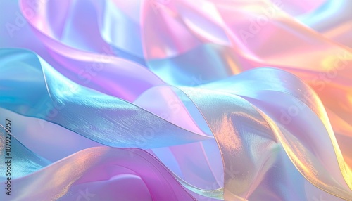 Iridescent fabric with pastel colors and shiny texture.