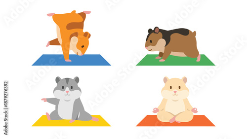 Hamster Yoga Poses: Cute Rodents Exercising on Yoga Mats