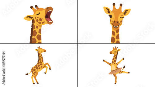 Giraffe Expressions: Cartoon Animal Collection for Children's Illustration