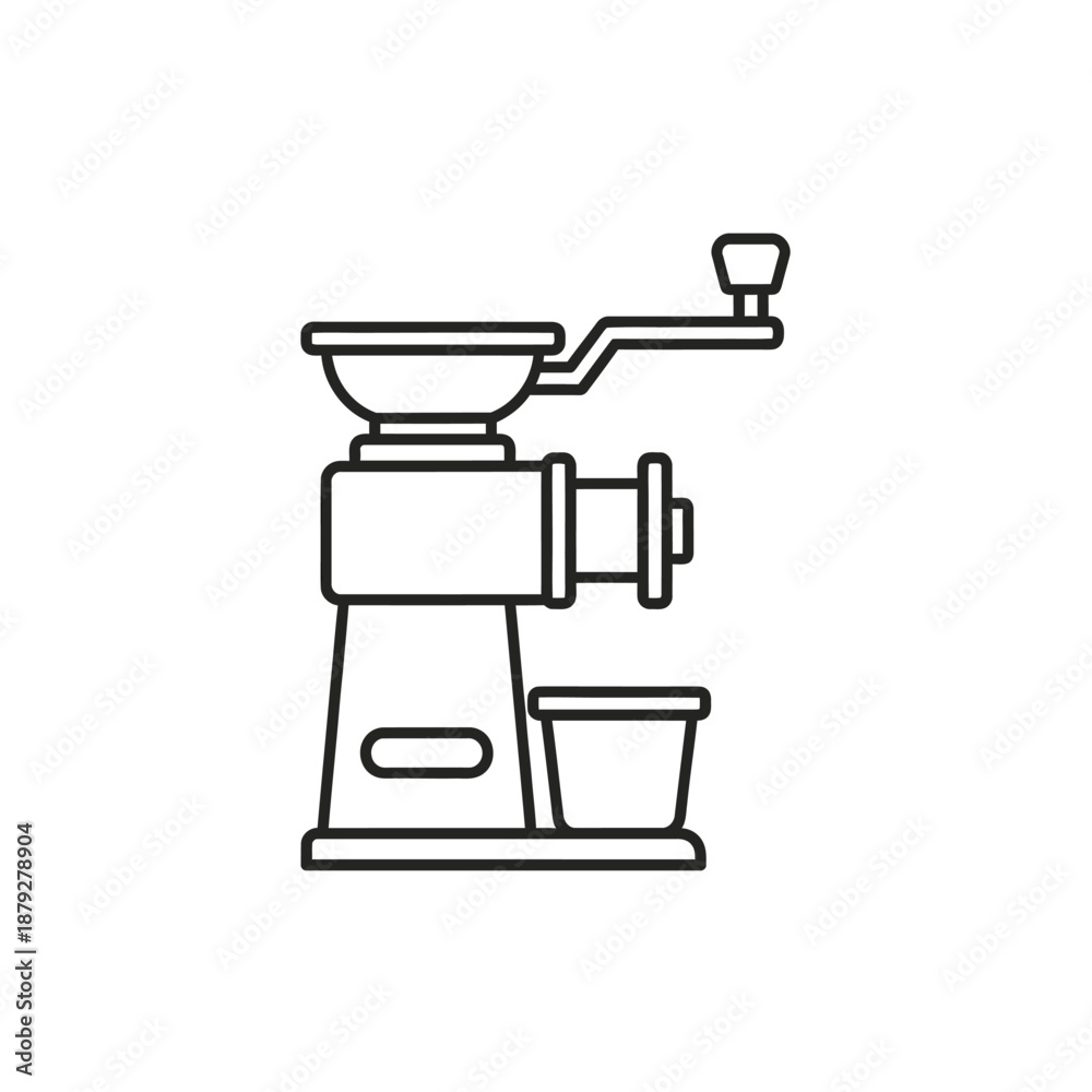 Fototapeta premium Manual Meat Grinder Icon. Outline Symbol of Food Mincer, Sausage Stuffer, or Kitchen Appliance. Line Art Vector Drawing.