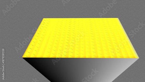3D Yellow Hexagonal Prism on Gray Background, Modern Design Element