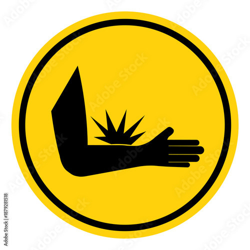 Arm Crush and Pinch Hazard Symbol Sign,Vector Illustration, Isolated On White Background Label.EPS10