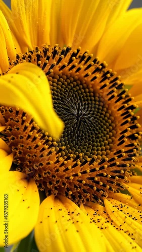Brilliant Yellow Sunflower Macro Close-Up In A Grid Pattern With Unique Petal Details
