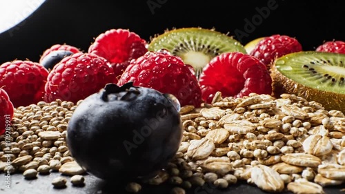 Captivating Close Up Of Delicious Fruit And Oats Breakfast With Focus Transition And Dynamic