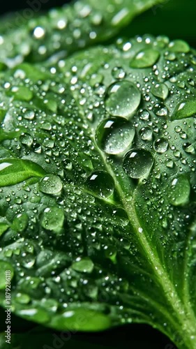 Captivating Close Up Of Lush Green Leaf Adorned With Refreshing Water Droplets