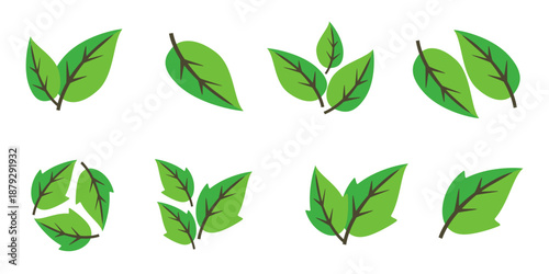 Leaf vector symbol, leaf illustration or leaf emoji in flat style. Spring leaf design, ecological nature theme.	
