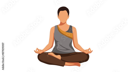 Meditation and Self Reflection Bali Nyepi Flat Vector Illustration