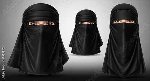 International Day To Combat Islamophobia Illustrations of veiled women wearing burqas and hijabs, representing modesty and cultural identity in Islamic tradition