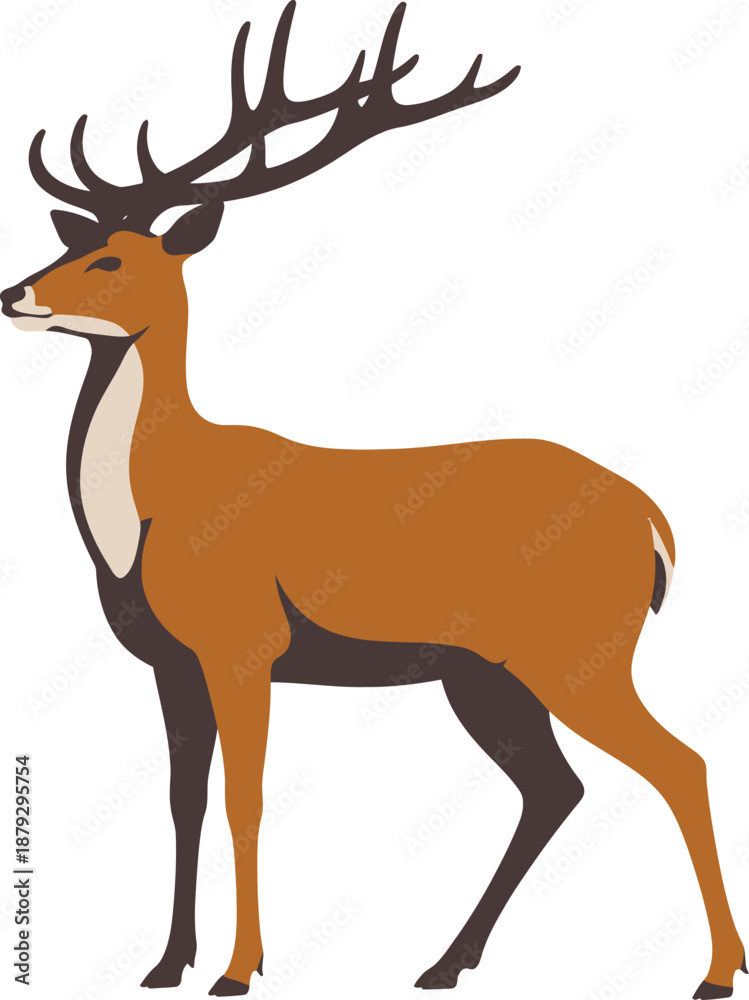 Obraz premium Deer Running Vector Illustration