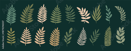 Soft toned scandinavian foliages illustration