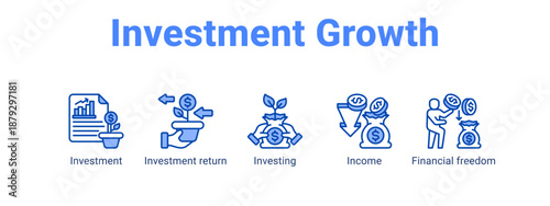 Investment Growth web banner icon vector illustration concept ,  with icon of Investment, Investment return, Investing, Income.