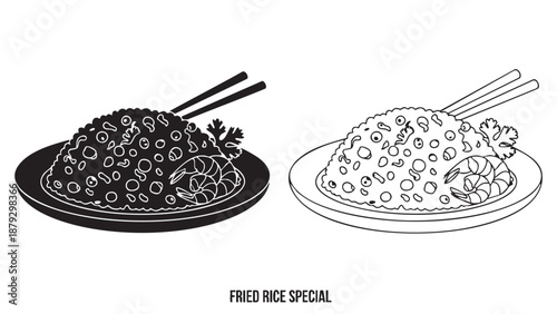 Fried rice special dish silhouette on transparent background