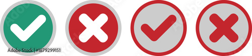 A clear visual display of green checkmark and red cross icons in different styles