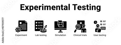 Experimental Testing web banner icon vector illustration concept ,  with icon of Experiment, Lab testing, Simulation, Clinical trials.