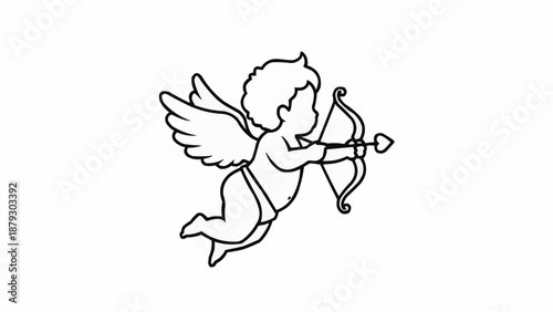 Cupid with bow and arrow illustration.