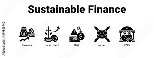 Sustainable Finance web banner icon vector illustration concept ,  with icon of Finance, Investment, Risk.