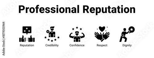 Professional Reputation web banner icon vector illustration concept ,  with icon of Reputation, Credibility, Confidence.