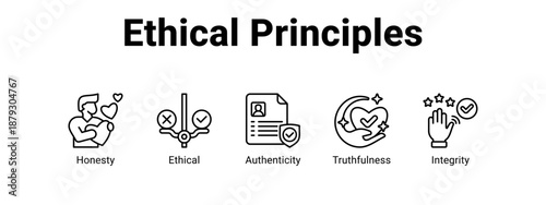Ethical Principles web banner icon vector illustration concept ,  with icon of Honesty, Ethical, Authenticity.