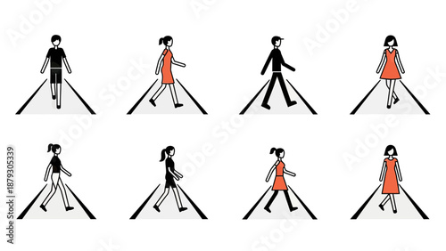 Diverse People Walking on Pedestrian Crosswalks