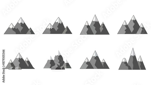Collection of Stylized Mountain Peaks