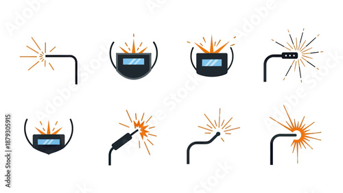 Welding Spark Icons Set