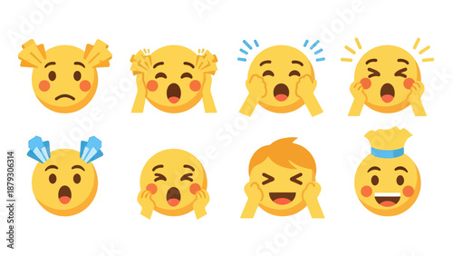 Collection of Expressive Emoji Faces with Various Emotions