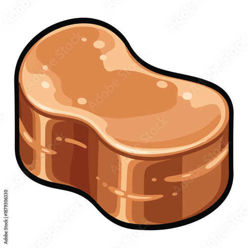 A cartoon-style ham steak